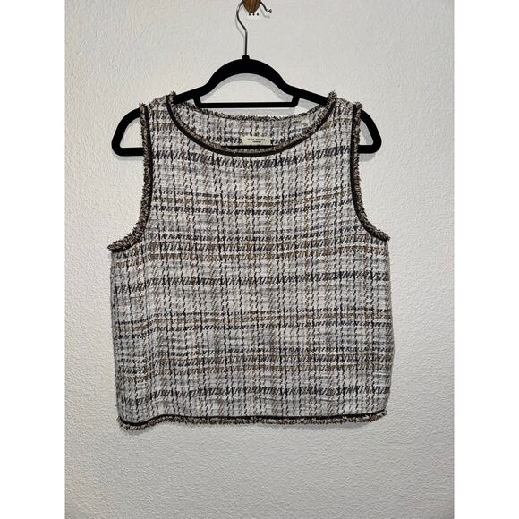 Max Studio London Tweed Sleeveless Shell Top – Size M | Frayed Trim - Picture 1 of 5
